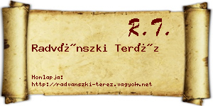Radvánszki Teréz névjegykártya