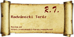 Radvánszki Teréz névjegykártya
